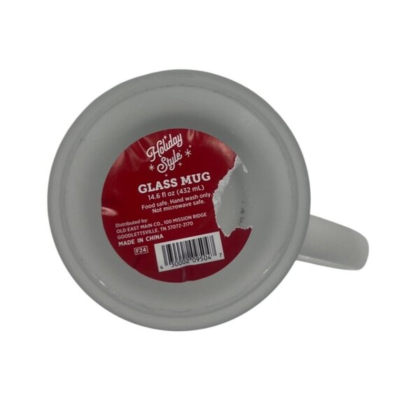 Holiday Style Frosted Glass Mug Joy Wreath Design 14.6 Fl Oz New - Picture 5 of 6